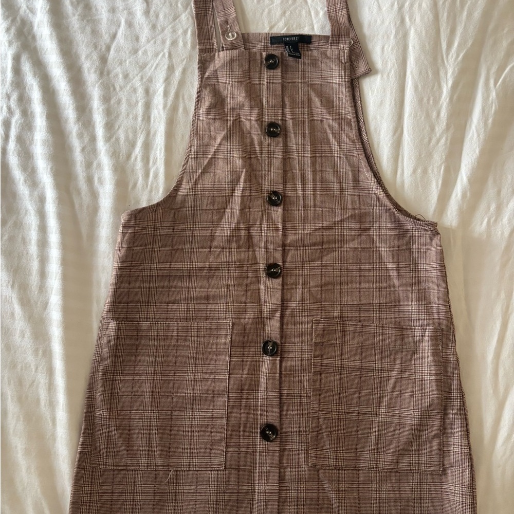 Forever 21 Brown Plaid Button-Down Dress